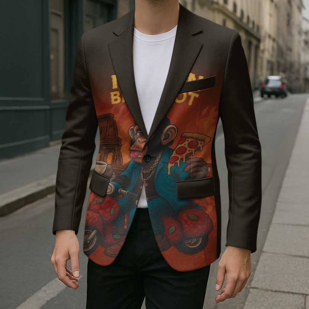 Italian Brainrot Meme Blazer Chaotic Chimp Mobster Vespa Ride - Wonder Print Shop