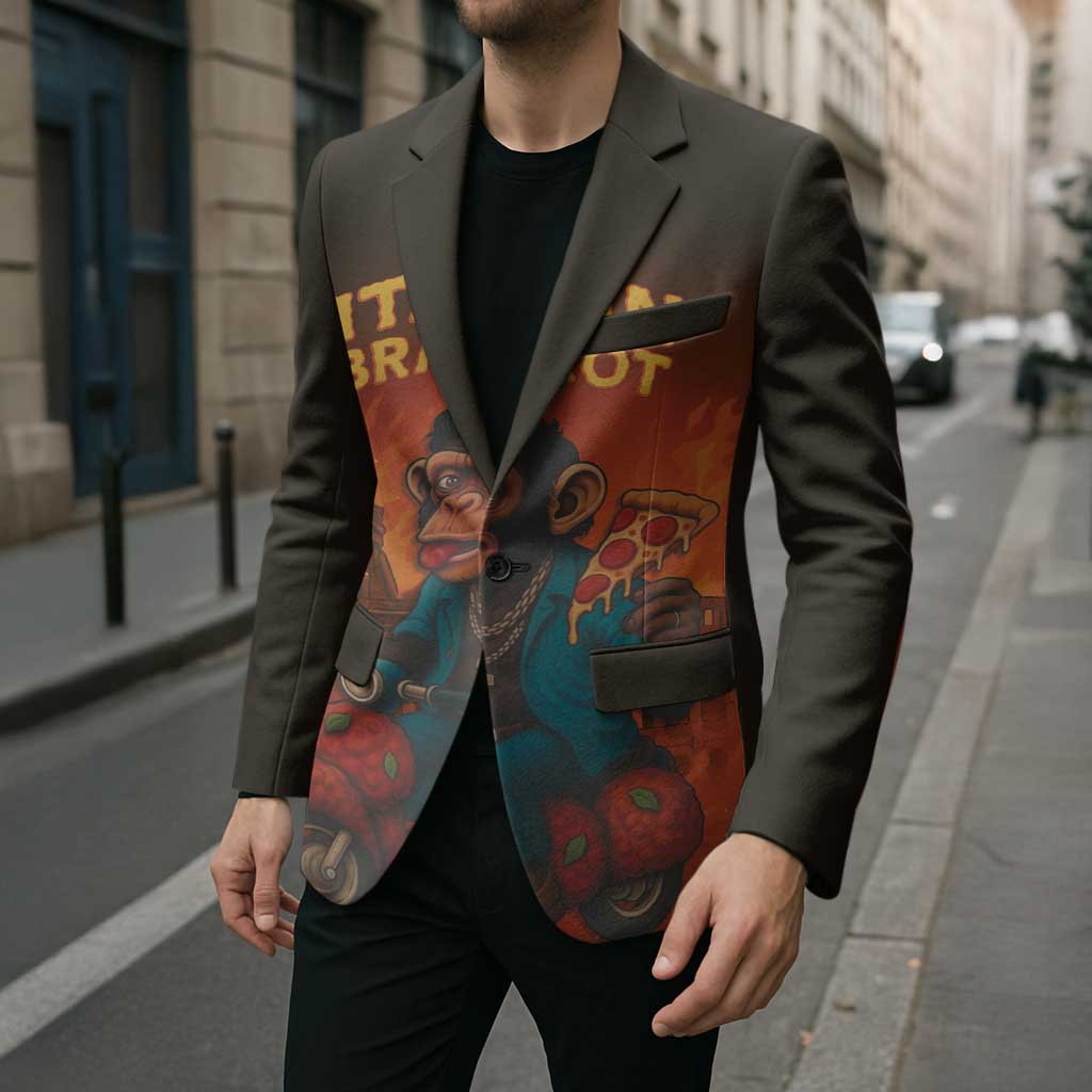 Italian Brainrot Meme Blazer Chaotic Chimp Mobster Vespa Ride - Wonder Print Shop