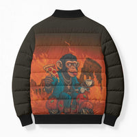 Italian Brainrot Meme Bomber Puffer Jacket Chaotic Chimp Mobster Vespa Ride - Wonder Print Shop