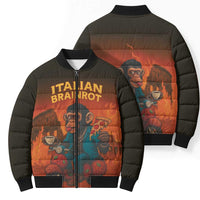Italian Brainrot Meme Bomber Puffer Jacket Chaotic Chimp Mobster Vespa Ride - Wonder Print Shop