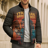 Italian Brainrot Meme Bomber Puffer Jacket Chaotic Chimp Mobster Vespa Ride - Wonder Print Shop