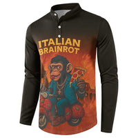 Italian Brainrot Meme Button Sweatshirt Chaotic Chimp Mobster Vespa Ride - Wonder Print Shop