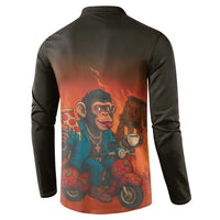 Italian Brainrot Meme Button Sweatshirt Chaotic Chimp Mobster Vespa Ride - Wonder Print Shop
