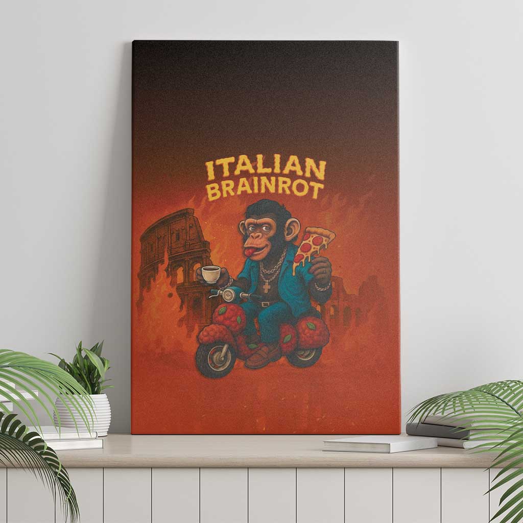 Italian Brainrot Meme Canvas Wall Art Chaotic Chimp Mobster Vespa Ride - Wonder Print Shop