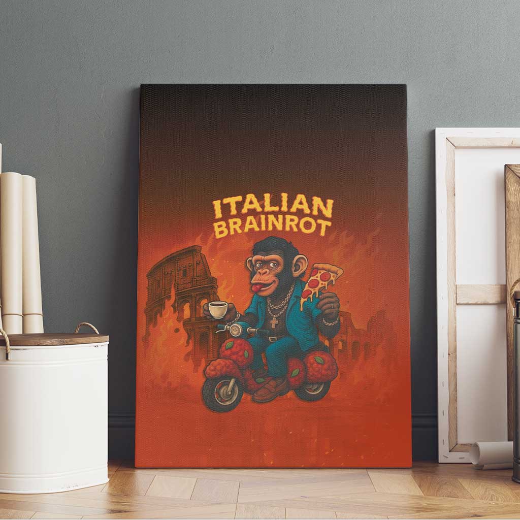Italian Brainrot Meme Canvas Wall Art Chaotic Chimp Mobster Vespa Ride - Wonder Print Shop