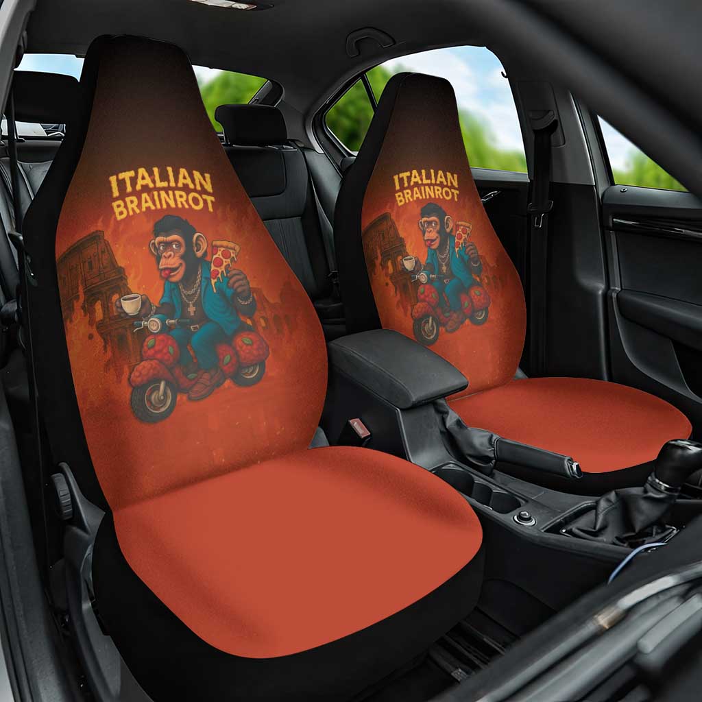 Italian Brainrot Meme Car Seat Cover Chaotic Chimp Mobster Vespa Ride - Wonder Print Shop