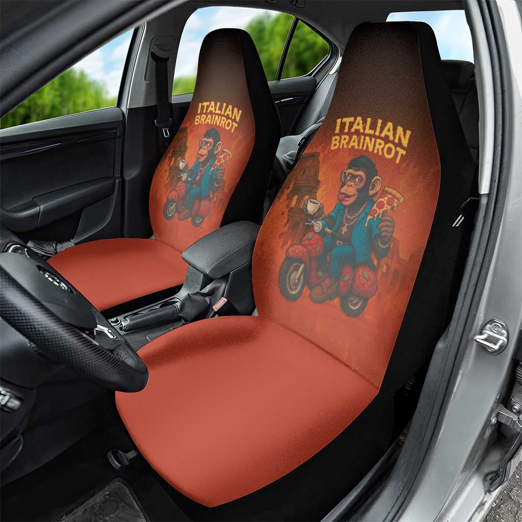 Italian Brainrot Meme Car Seat Cover Chaotic Chimp Mobster Vespa Ride - Wonder Print Shop