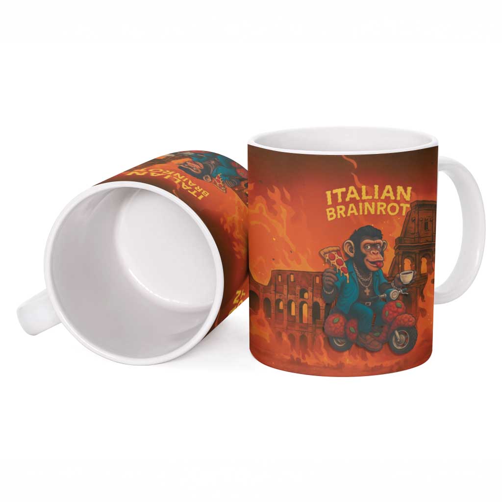 Italian Brainrot Meme Ceramic Mug Chaotic Chimp Mobster Vespa Ride - Wonder Print Shop