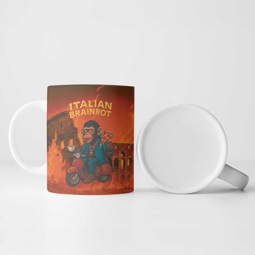 Italian Brainrot Meme Ceramic Mug Chaotic Chimp Mobster Vespa Ride - Wonder Print Shop
