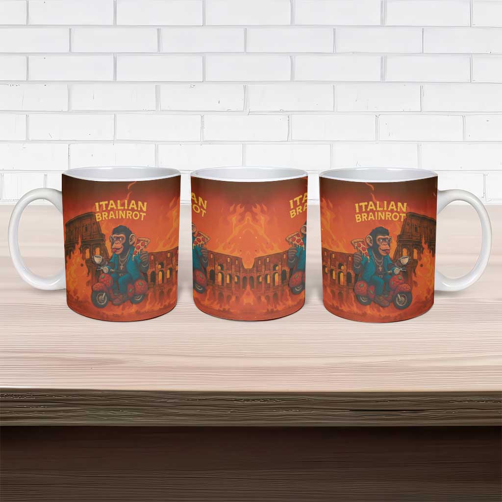 Italian Brainrot Meme Ceramic Mug Chaotic Chimp Mobster Vespa Ride - Wonder Print Shop