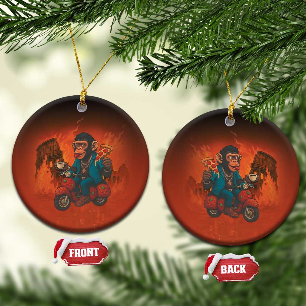 Italian Brainrot Meme Ceramic Ornament Chaotic Chimp Mobster Vespa Ride - Wonder Print Shop