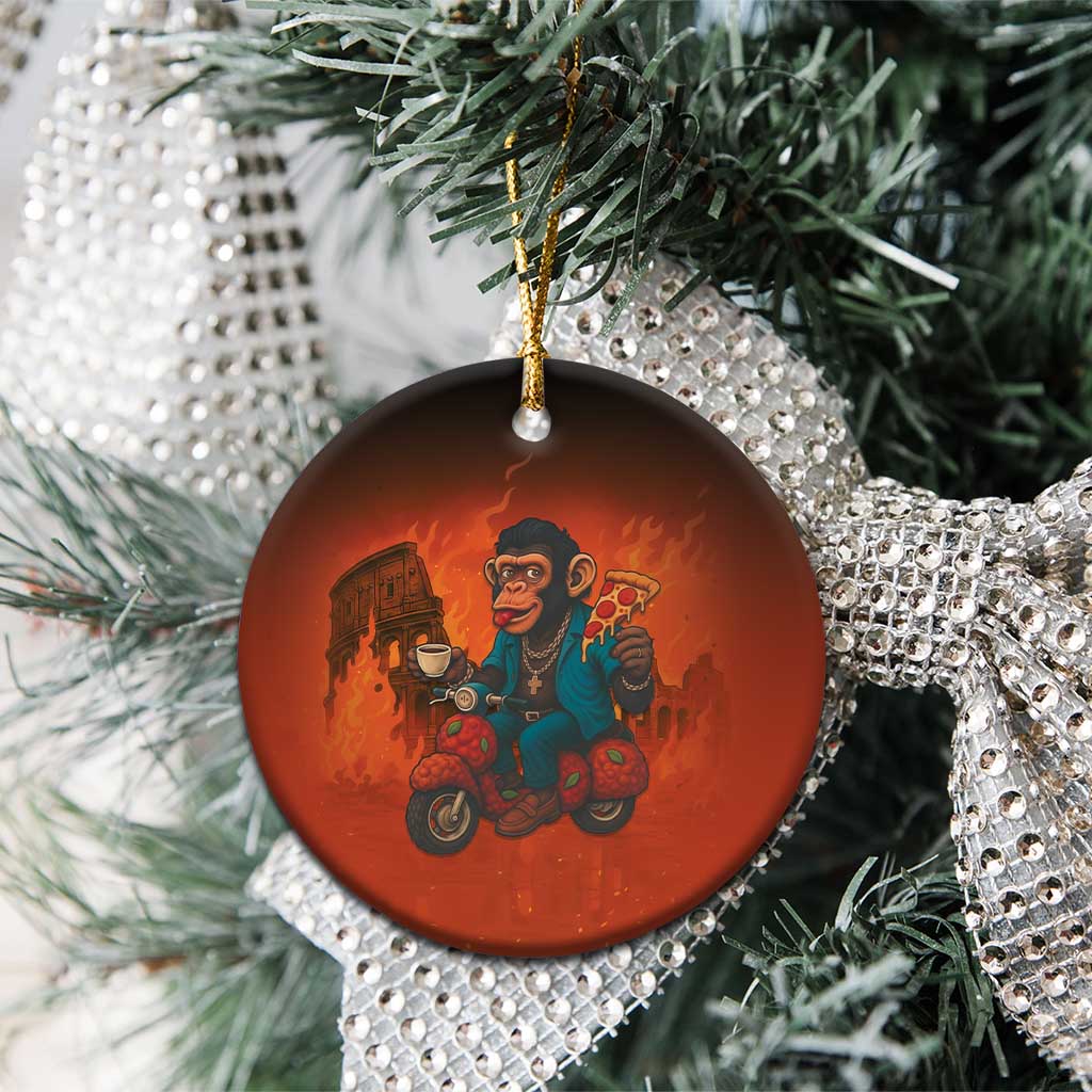 Italian Brainrot Meme Ceramic Ornament Chaotic Chimp Mobster Vespa Ride - Wonder Print Shop