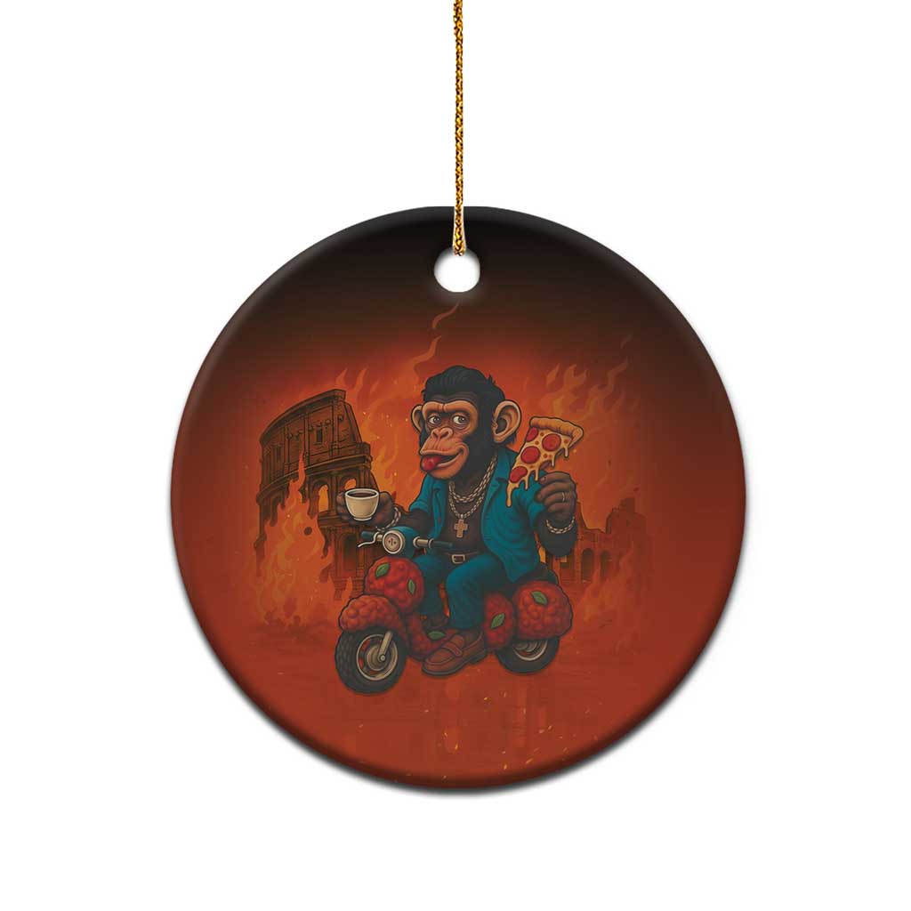 Italian Brainrot Meme Ceramic Ornament Chaotic Chimp Mobster Vespa Ride - Wonder Print Shop