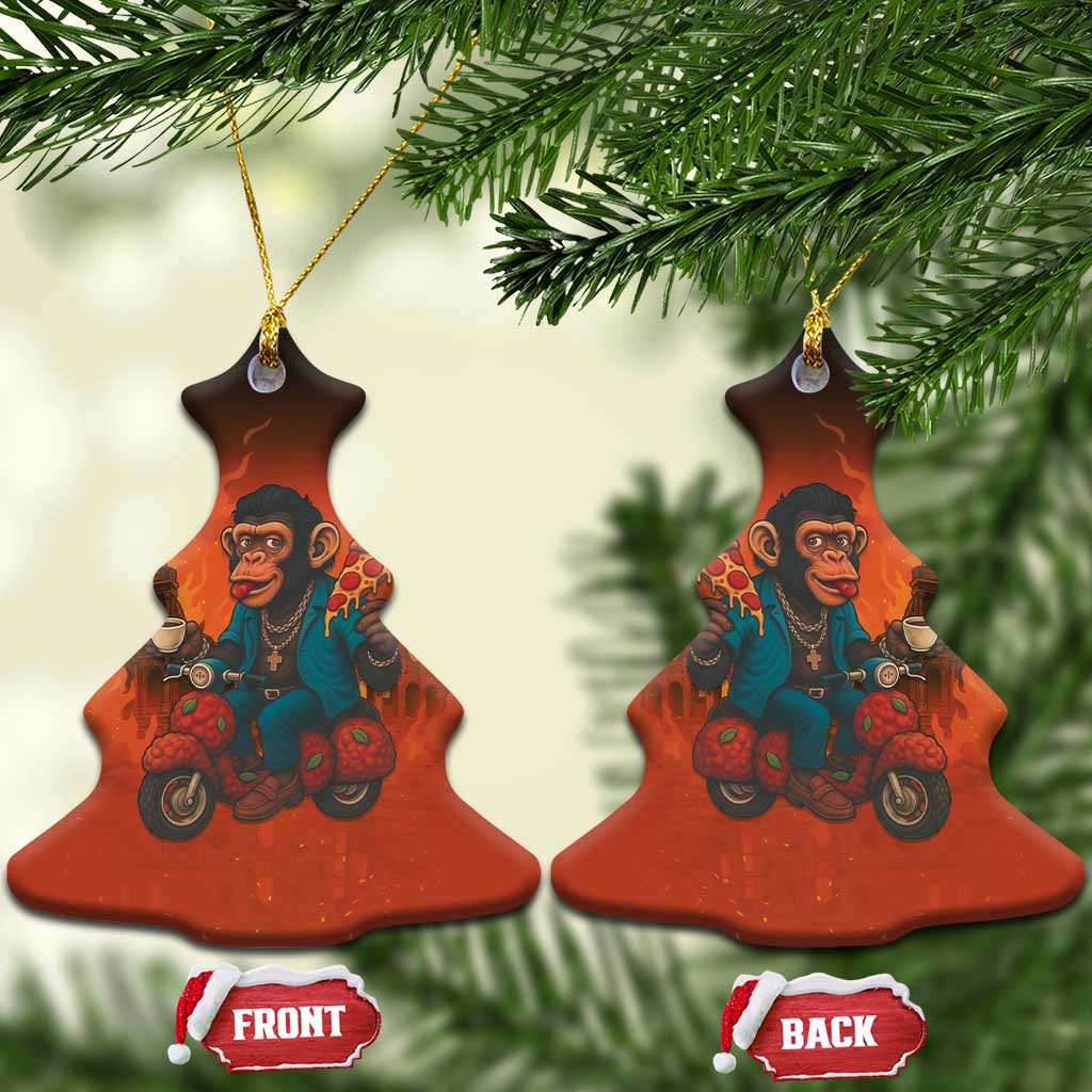 Italian Brainrot Meme Ceramic Ornament Chaotic Chimp Mobster Vespa Ride - Wonder Print Shop
