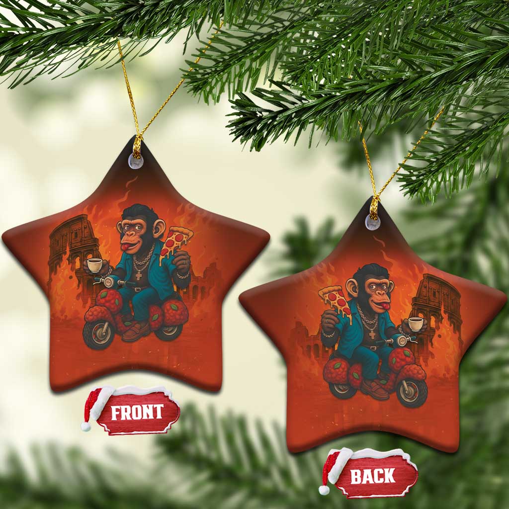 Italian Brainrot Meme Ceramic Ornament Chaotic Chimp Mobster Vespa Ride - Wonder Print Shop