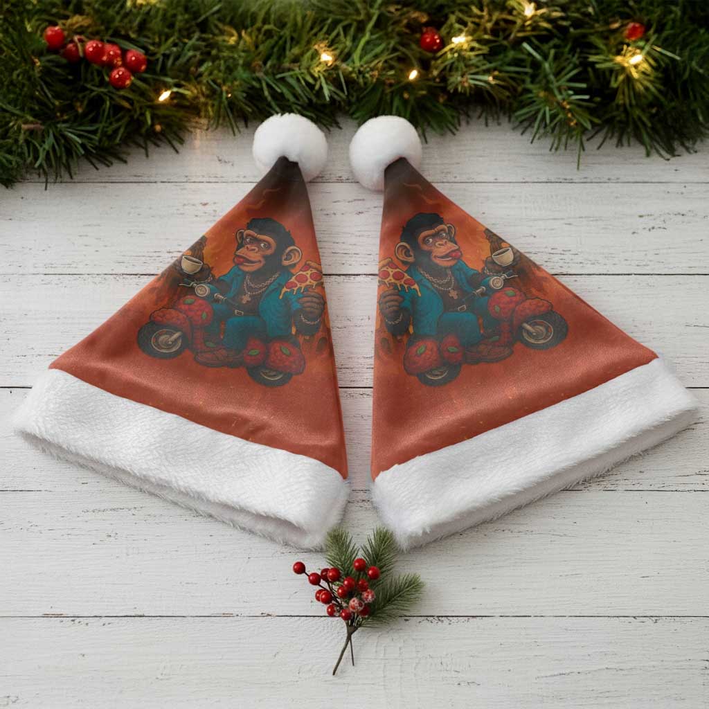Italian Brainrot Meme Christmas Santa Hat Chaotic Chimp Mobster Vespa Ride - Wonder Print Shop