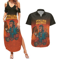 Italian Brainrot Meme Couples Matching Summer Maxi Dress and Hawaiian Shirt Chaotic Chimp Mobster Vespa Ride - Wonder Print Shop