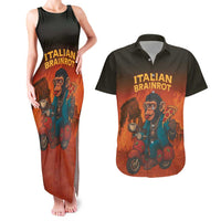 Italian Brainrot Meme Couples Matching Tank Maxi Dress and Hawaiian Shirt Chaotic Chimp Mobster Vespa Ride - Wonder Print Shop