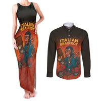 Italian Brainrot Meme Couples Matching Tank Maxi Dress and Long Sleeve Button Shirt Chaotic Chimp Mobster Vespa Ride - Wonder Print Shop