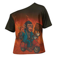 Italian Brainrot Meme Cross Shoulder Shirt Chaotic Chimp Mobster Vespa Ride - Wonder Print Shop