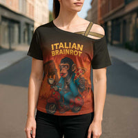 Italian Brainrot Meme Cross Shoulder Shirt Chaotic Chimp Mobster Vespa Ride - Wonder Print Shop