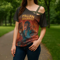 Italian Brainrot Meme Cross Shoulder Shirt Chaotic Chimp Mobster Vespa Ride - Wonder Print Shop