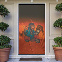 Italian Brainrot Meme Door Cover Chaotic Chimp Mobster Vespa Ride - Wonder Print Shop