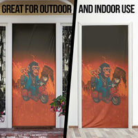 Italian Brainrot Meme Door Cover Chaotic Chimp Mobster Vespa Ride - Wonder Print Shop