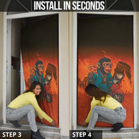 Italian Brainrot Meme Door Cover Chaotic Chimp Mobster Vespa Ride - Wonder Print Shop