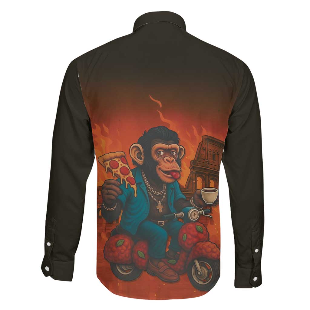 Italian Brainrot Meme Family Matching Long Sleeve Bodycon Dress and Hawaiian Shirt Chaotic Chimp Mobster Vespa Ride - Wonder Print Shop
