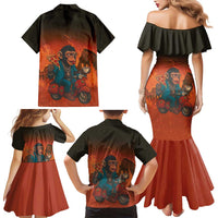 Italian Brainrot Meme Family Matching Mermaid Dress and Hawaiian Shirt Chaotic Chimp Mobster Vespa Ride - Wonder Print Shop