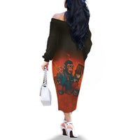 Italian Brainrot Meme Family Matching Off The Shoulder Long Sleeve Dress and Hawaiian Shirt Chaotic Chimp Mobster Vespa Ride - Wonder Print Shop