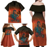 Italian Brainrot Meme Family Matching Off Shoulder Maxi Dress and Hawaiian Shirt Chaotic Chimp Mobster Vespa Ride - Wonder Print Shop