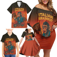 Italian Brainrot Meme Family Matching Off Shoulder Short Dress and Hawaiian Shirt Chaotic Chimp Mobster Vespa Ride - Wonder Print Shop