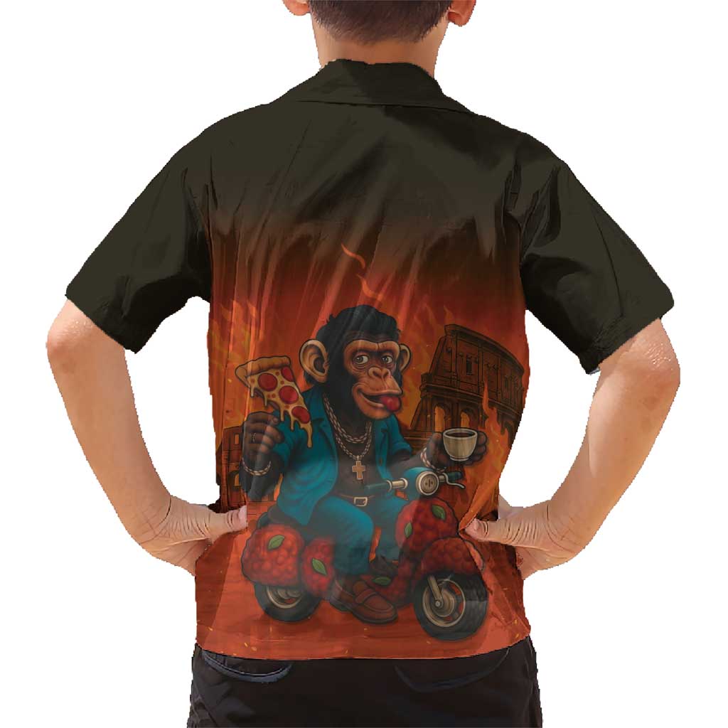 Italian Brainrot Meme Family Matching Puletasi and Hawaiian Shirt Chaotic Chimp Mobster Vespa Ride - Wonder Print Shop