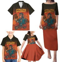 Italian Brainrot Meme Family Matching Puletasi and Hawaiian Shirt Chaotic Chimp Mobster Vespa Ride - Wonder Print Shop