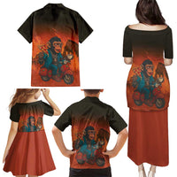 Italian Brainrot Meme Family Matching Puletasi and Hawaiian Shirt Chaotic Chimp Mobster Vespa Ride - Wonder Print Shop