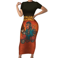 Italian Brainrot Meme Family Matching Short Sleeve Bodycon Dress and Hawaiian Shirt Chaotic Chimp Mobster Vespa Ride - Wonder Print Shop