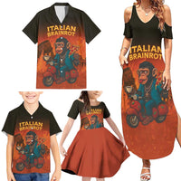 Italian Brainrot Meme Family Matching Summer Maxi Dress and Hawaiian Shirt Chaotic Chimp Mobster Vespa Ride - Wonder Print Shop