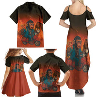 Italian Brainrot Meme Family Matching Summer Maxi Dress and Hawaiian Shirt Chaotic Chimp Mobster Vespa Ride - Wonder Print Shop