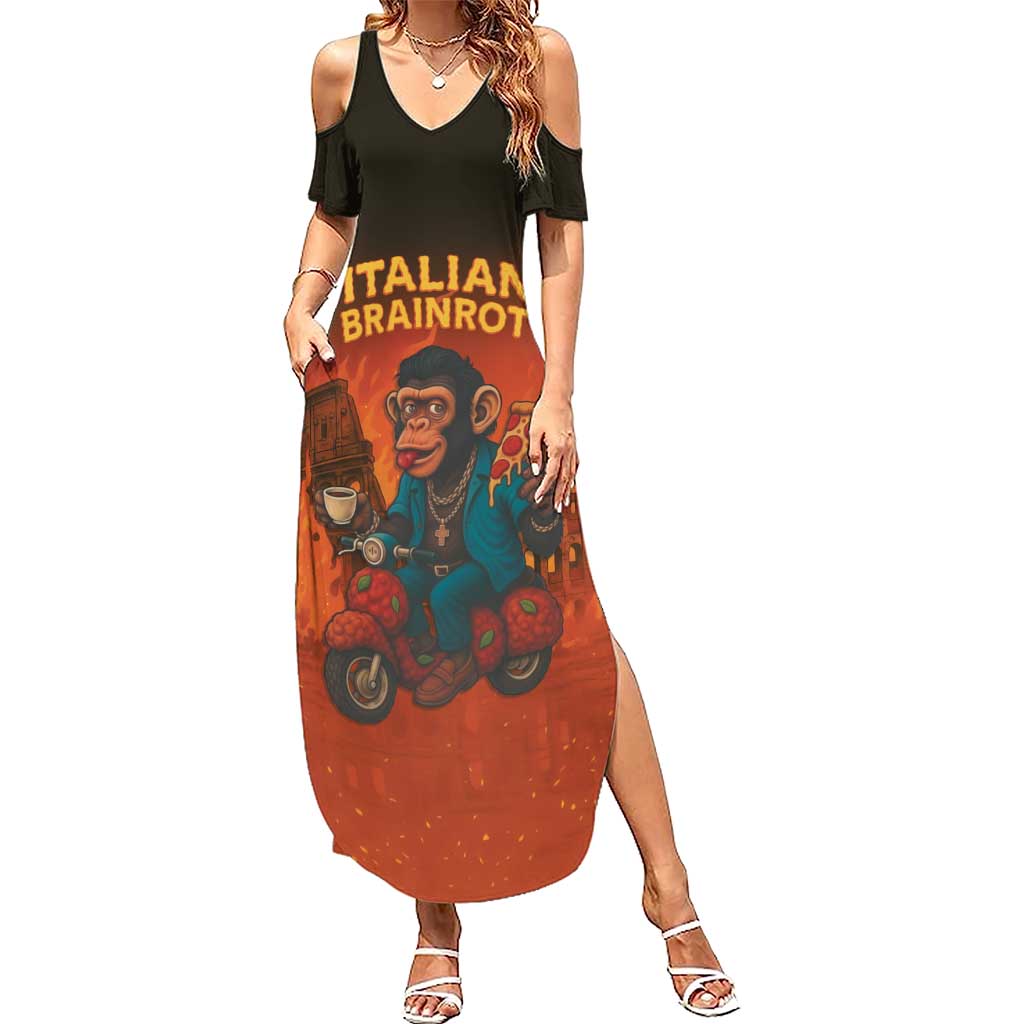 Italian Brainrot Meme Family Matching Summer Maxi Dress and Hawaiian Shirt Chaotic Chimp Mobster Vespa Ride - Wonder Print Shop