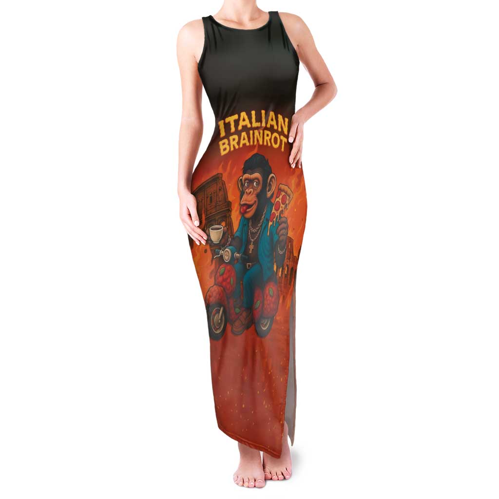 Italian Brainrot Meme Family Matching Tank Maxi Dress and Hawaiian Shirt Chaotic Chimp Mobster Vespa Ride - Wonder Print Shop