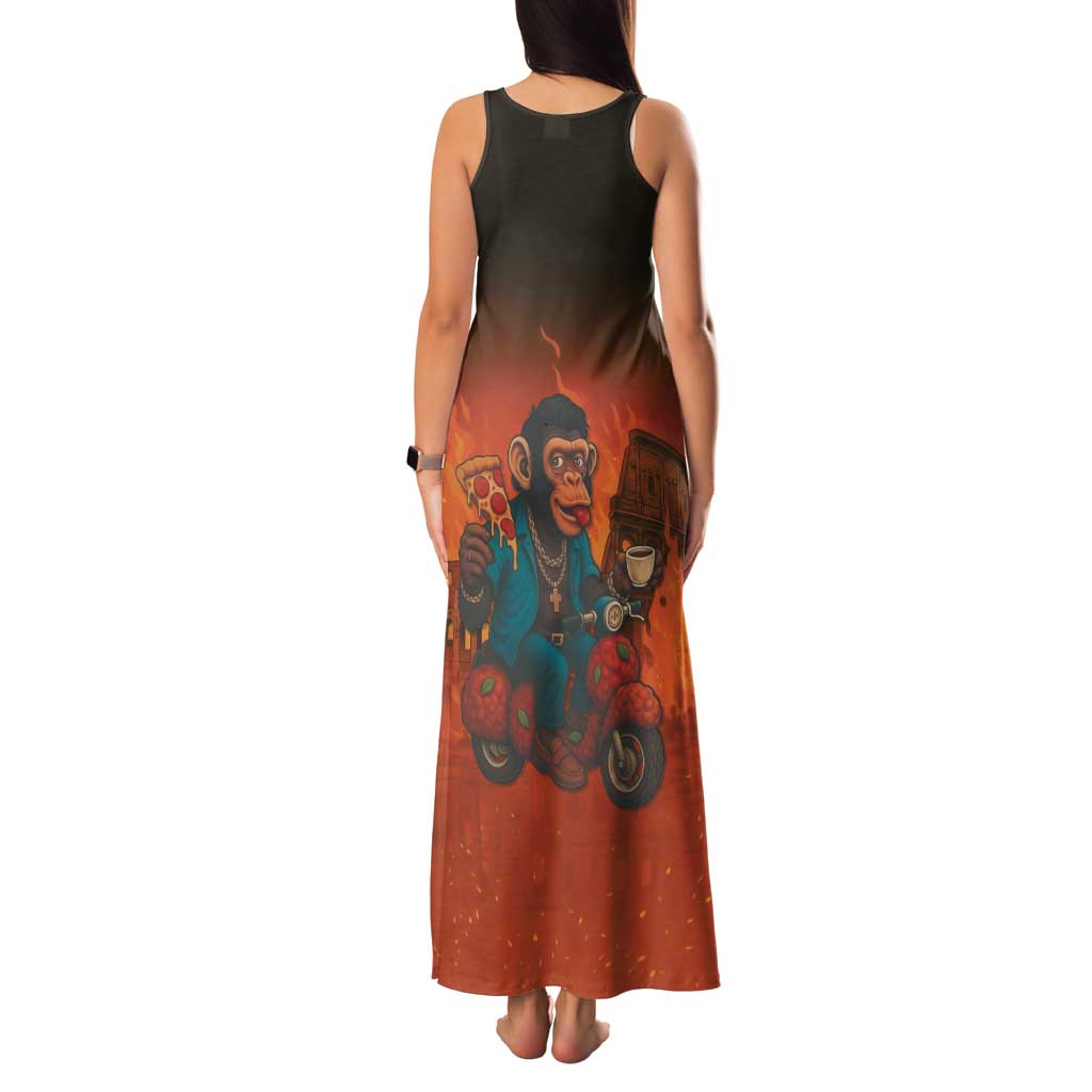 Italian Brainrot Meme Family Matching Tank Maxi Dress and Hawaiian Shirt Chaotic Chimp Mobster Vespa Ride - Wonder Print Shop