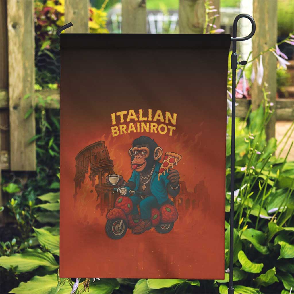 Italian Brainrot Meme Garden Flag Chaotic Chimp Mobster Vespa Ride - Wonder Print Shop