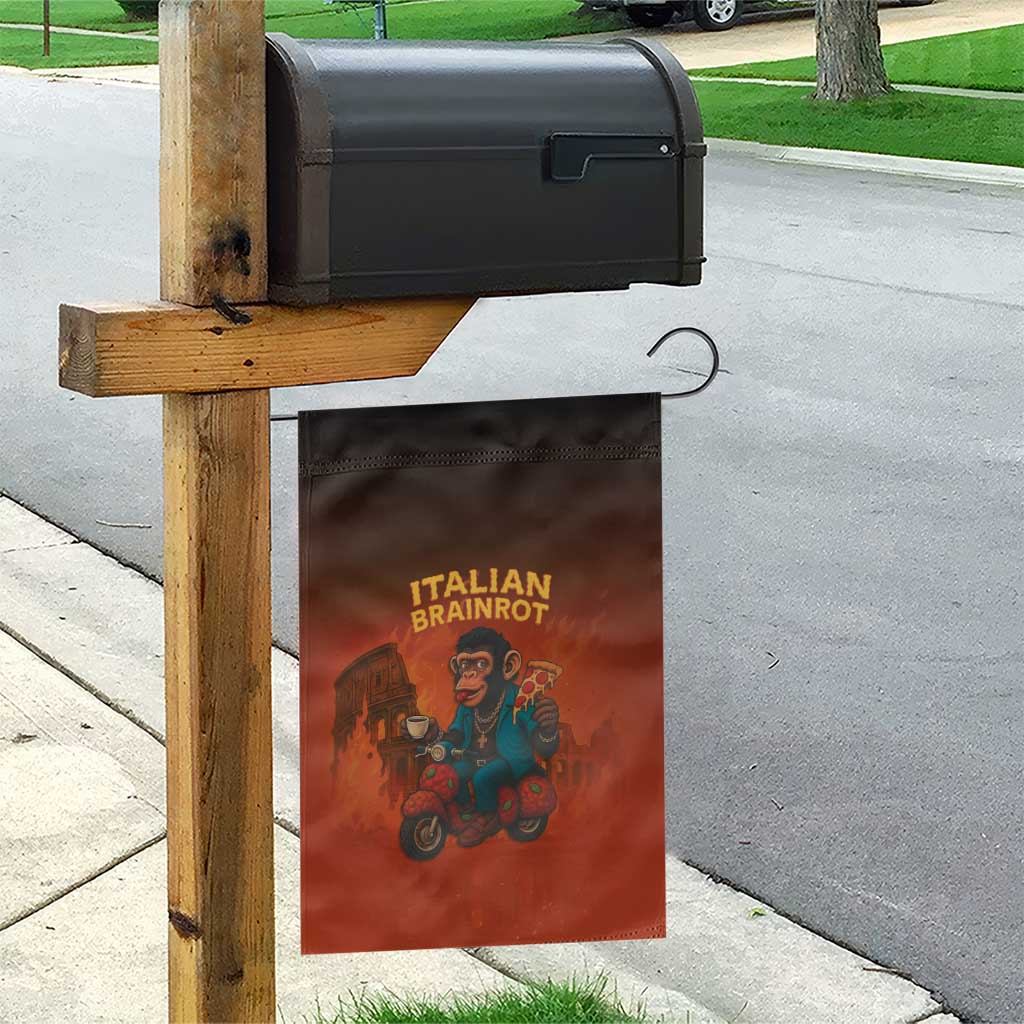 Italian Brainrot Meme Garden Flag Chaotic Chimp Mobster Vespa Ride - Wonder Print Shop