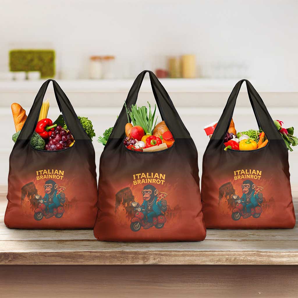 Italian Brainrot Meme Grocery Bag Chaotic Chimp Mobster Vespa Ride - Wonder Print Shop