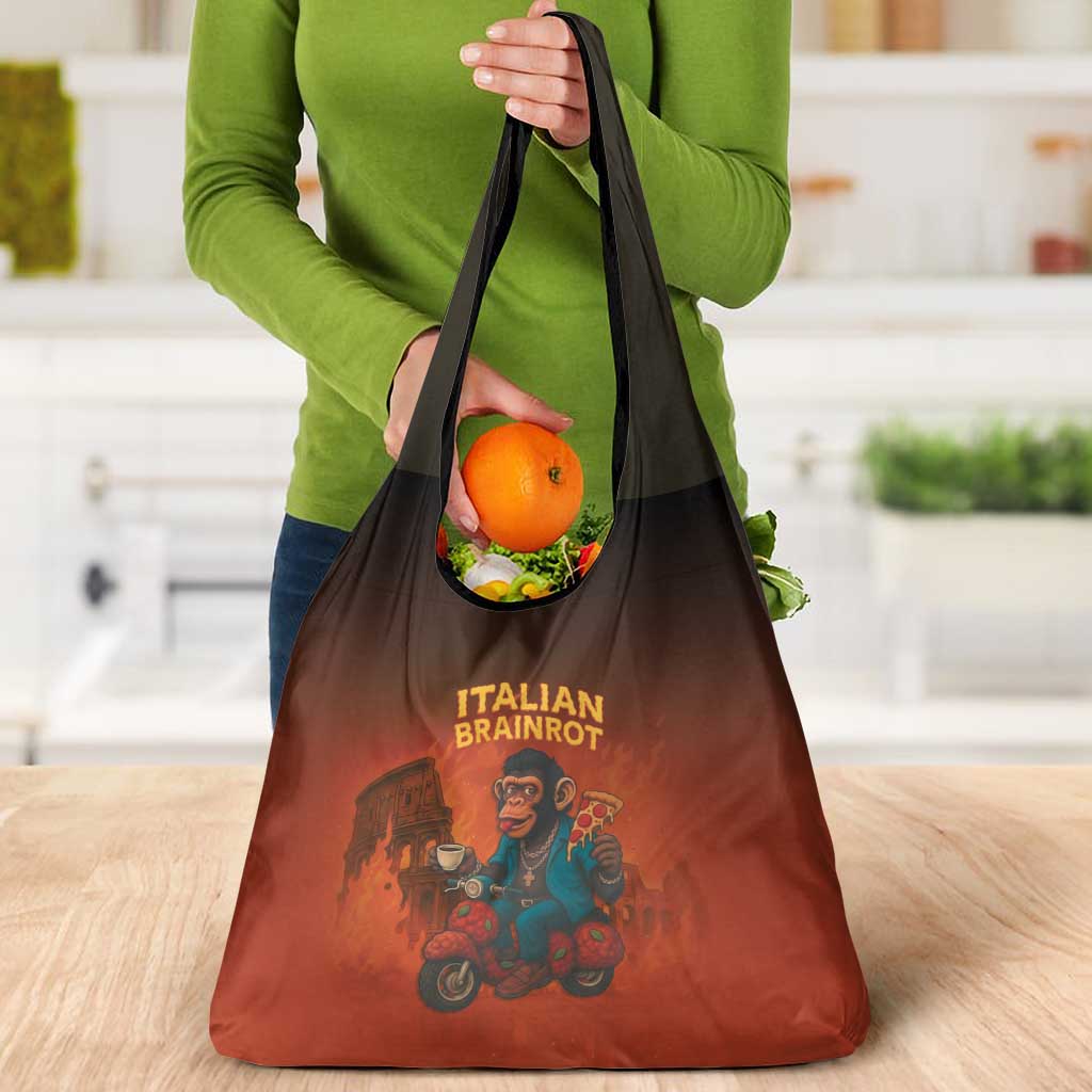 Italian Brainrot Meme Grocery Bag Chaotic Chimp Mobster Vespa Ride - Wonder Print Shop