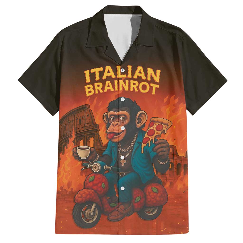 Italian Brainrot Meme Hawaiian Shirt Chaotic Chimp Mobster Vespa Ride - Wonder Print Shop