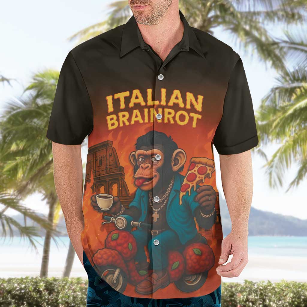Italian Brainrot Meme Hawaiian Shirt Chaotic Chimp Mobster Vespa Ride - Wonder Print Shop