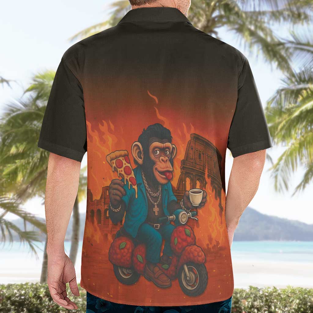 Italian Brainrot Meme Hawaiian Shirt Chaotic Chimp Mobster Vespa Ride - Wonder Print Shop